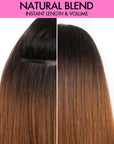 QVR Ombre Brown PU Clip In Hair Extensions Straight Seamless Clip In Human Hair