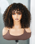 QVR Water Wave Short Pixie Bob Cut Wigs With Bangs For Black Women