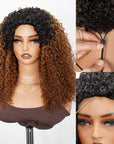 QVR Glueless Twist Curly Half Wig Invisible Hairline Ombre