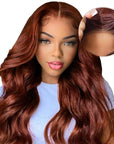 pre-cut reddish brown human hair wig wear and go