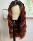 1B/33 body wave v part human hair wigs on wig stand front view