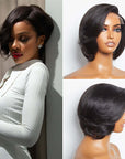 boss style short bob wigs with sleek swept bangs