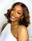 natural loose wave short bob wigs, ombre brown human hair T part lace bob wig