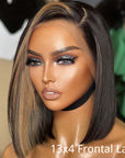eye-catching skunk stripe human hair bob wigs for women