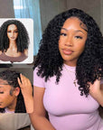 QVR Burmese Curly Drawstrings Half Wig 3 In 1 Human Hair Wig Beginner Friendly