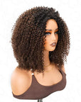 QVR Glueless Kinky Curly Half Wig Invisible Hairline Ombre