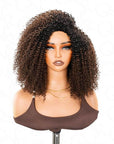 QVR Glueless Kinky Curly Half Wig Invisible Hairline Ombre