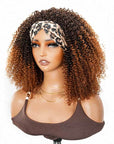 QVR Glueless Kinky Curly Half Wig Invisible Hairline Ombre