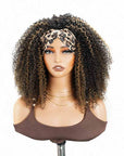 QVR Glueless Kinky Curly Half Wig Invisible Hairline Highlight