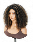 QVR Glueless Kinky Curly Half Wig Invisible Hairline Highlight