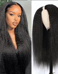 qvr kinky straight v part human hair wigs glueless no leave out