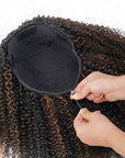 QVR Glueless Kinky Curly Half Wig Invisible Hairline Highlight