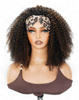 QVR Glueless Kinky Curly Half Wig Invisible Hairline Highlight