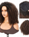 QVR Glueless Kinky Curly Half Wig Invisible Hairline Ombre
