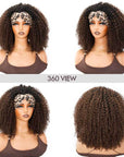 QVR Glueless Kinky Curly Half Wig Invisible Hairline Ombre