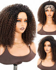 QVR Glueless Half Wig 3 In 1 Kinky Curly Human Hair Protective Hairstyle
