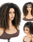 QVR Glueless Half Wig 3 In 1 Kinky Curly Human Hair Protective Hairstyle