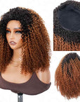 QVR Glueless Kinky Curly Half Wig Invisible Hairline Ombre
