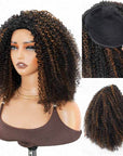 QVR Glueless Kinky Curly Half Wig Invisible Hairline Ombre