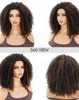 QVR Glueless Kinky Curly Half Wig Invisible Hairline Highlight