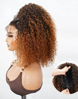 QVR Glueless Twist Curly Half Wig Invisible Hairline Ombre