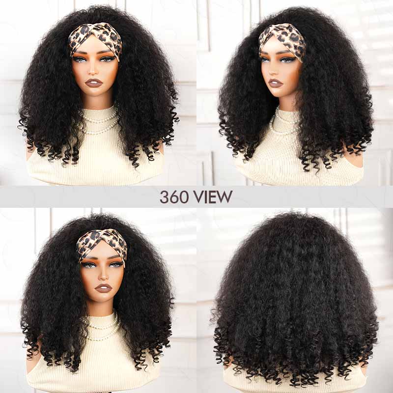 QVR Glueless Kinky Straight Half Wig With Spiral Curl 250  display picture 2