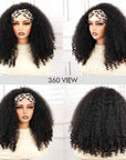 QVR Glueless Kinky Straight Half Wig With Spiral Curl 250% Density Human Hair Wig Natural Black Wear Go Flip Over Wig