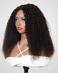 jerry curly v pary wig on wig stand side view