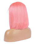 vibrant pink lace front bob wigs, 180% density straight human hair bob wigs for black women
