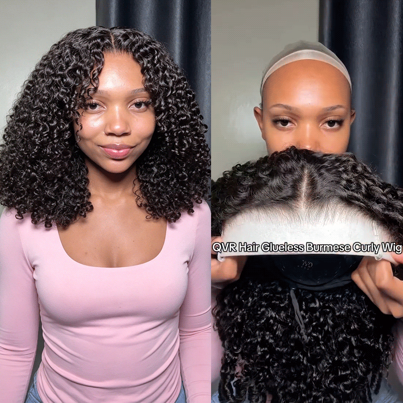 Burmese Curly Human Hair Wig 18 Inch 220 Density 5x5 Lace Closure Amazon.com : ISEE Burmese Curly Glueless Wigs Human Hair 7x5  main image 2