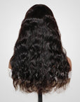 body wave v part wig on wig stand back view