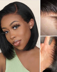 modern minimalist HD lace straight bob wig with sharp blunt cut