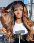 glueless lace wigs 1b/30 ombre body wave for sleek look