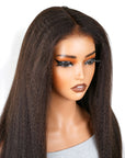 QVR 4C Edges Yaki Straight 9x6 Lace Short Bob Wigs Glueless Human Hair Wig