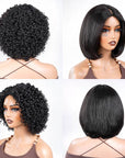 QVR 2-In-1 Style Switch Dream Curls Layered Kinky Curly & Straight Invisible V Part Bob Wig