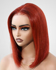 dirty orange glueless human hair bob wigs, 5x5 lace for easy wear and go