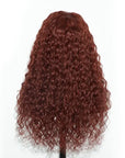 pre-plucked human hair wigs with reddish brown color and water wave
