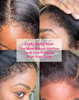QVR Curly Edge Human Hair Wigs Straight 13x4/13x6 Lace Frontal Wigs With Kinky Edges Baby Hair