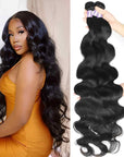 qvr loose deep wave human hair 3 bundles natural black color