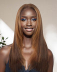 qvr straight layer cut glueless wigs with warm highlights for black women