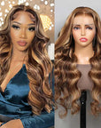 qvr wigs p4/27 body wave 13x4 lace frontal honey blonde highlights