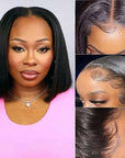 sleek straight short bob wigs human hair for black women