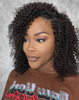 kinky curly v par human hair wigs can be restyled