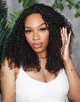 QVR Ramen Curl Crochet Hair Natural Black Machine Made Feather Crochet Human Hair Extension