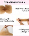 QVR Honey Blonde Color Afro kinky Bulk Hair Extensions For Braiding Dreadlock Human Hair