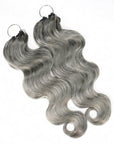 QVR Salt Pepper Crochet Hair Body Wave Machine Made Feather Human Hair Extension