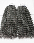 QVR Salt Pepper Crochet Hair Small Kinky Curly Machine Made Feather Human Hair Extension