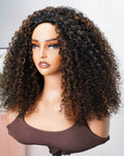 voluminous curled human hair wigs ombred color