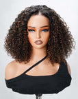 deep wave brown highlighted short bob human hair wigs