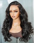 9*6 pre cut lace frontal human hair wigs natural black color